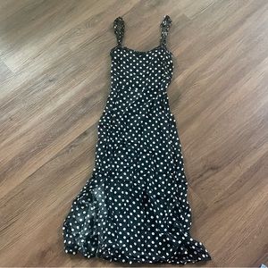 midi length polka dot dress